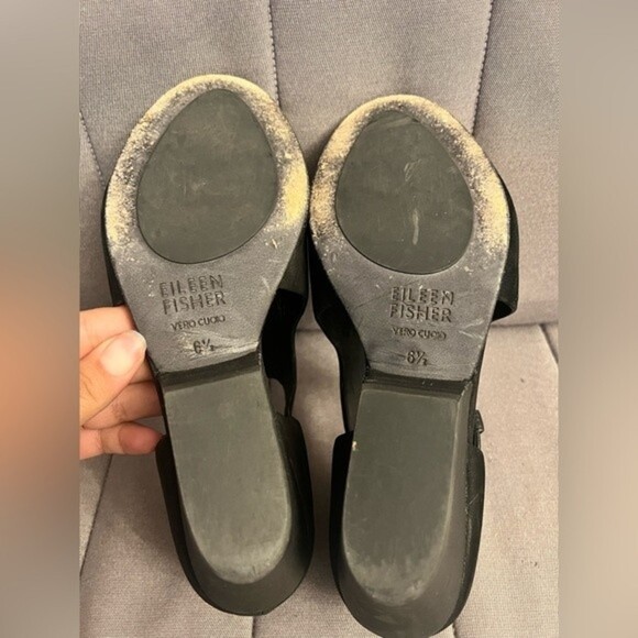 Eileen Fisher Iris Cutout Leather Heel Sandals - Picture 8 of 9